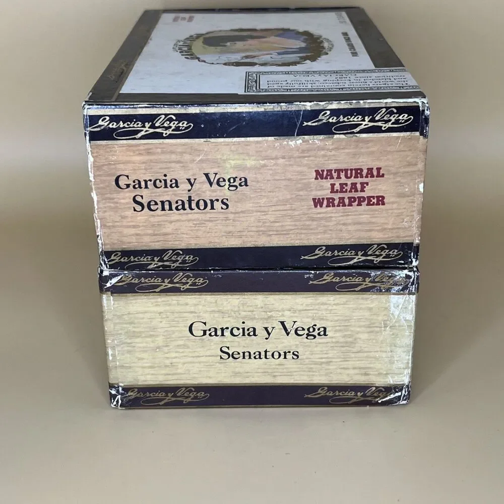 Lot of 2 Vintage La Flor De Garcia y Vega Senators Empty Cigar Boxes Tobacco 50